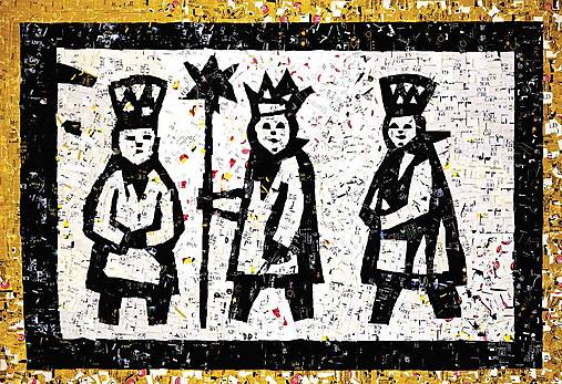 Dobrý obchod - Pohľadnice VIANOČNÉ II. (Traja králi v zlatom ráme) - 15206442_