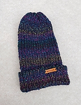 Pletená čiapka (modro-fialová s nádherným farebným melírom)