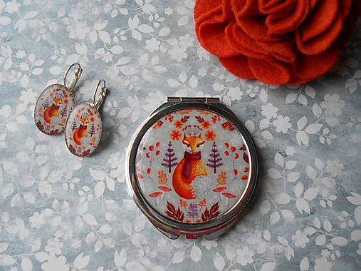 Zrkadielka - Líška Bystrouška (zrkadielko + náušničky) - 15210349_