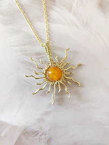 Náhrdelníky - PR slnko, meď zlatá  (Oranžový achát) - 15209511_