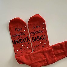 Ponožky, pančuchy, obuv - Maľované ponožky pre najlepšiu BABKU/najlepšieho DEDKA, ktorá má najlepšie vnúčatká (červené - 1 pár!) - 15209194_