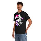 Topy, tričká, tielka - Kresťanské tričko FAITH, HOPE, LOVE (Čierna) - 15210926_