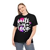 Topy, tričká, tielka - Kresťanské tričko FAITH, HOPE, LOVE (Čierna) - 15210937_