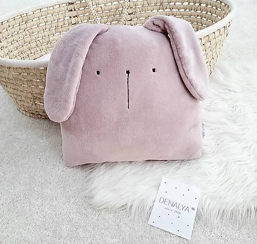 Detský textil - Vankúš zajko Colours pastel ružový  fleece - 15213049_