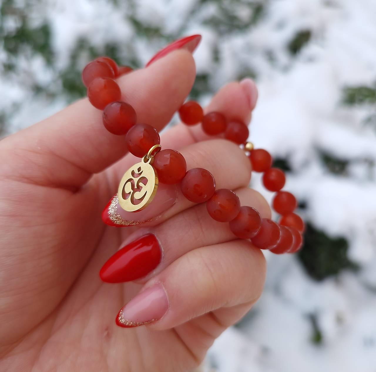 Náramok Karneol a Ohm CHO