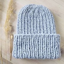 Čiapky, čelenky, klobúky - zimná čiapka z ALPAKY (Modrá) - 15215492_