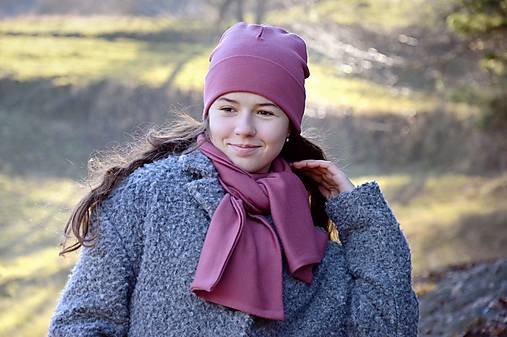 Čiapky, čelenky, klobúky - 100% merino šál + čiapka s ohybom - 15213928_