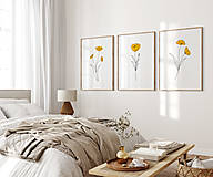 Grafika - Set 3 kvetinových obrazov - Žlté Maky - 15214870_