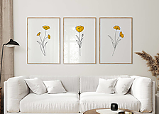Grafika - Set 3 kvetinových obrazov - Žlté Maky - 15214871_