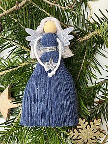 Dekorácie - Farebný vianočný anjelik - ozdoba (Modrá) - 15216301_