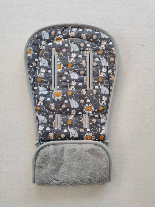 Detský textil - Vlnienka podložka do kočíka BABY JOGGER summit x3 100 % merino Top Super Wash Grey Cirkus slon a lev - 15218001_