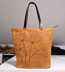 Kabelky - ALEX "Grass2" kožená kabelka s vypaľovaným obrázkom - 15218482_