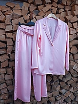 Saténové dámske pyžamo (rôzne farby) (košeľa + dlhé nohavice)