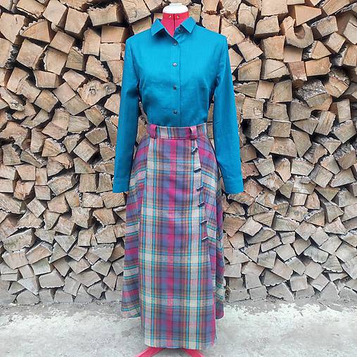 Blúzky a košele - Jednoduchá dámska ľanová košeľa (rôzne farby) (krátky rukáv) - 15219921_