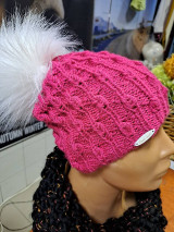 Čiapky, čelenky, klobúky - Ružová pletená čiapka - 15220444_