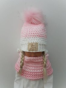 Čiapky, čelenky, klobúky - Zimná dievčenská čiapka YOU ARE MY SUNSHINE (ružovo-biely melír) - 15221107_