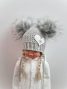 Detské čiapky - Zimná dievčenská čiapočka SRDCE s vločkou - 15221157_