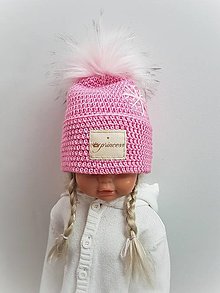 Detské čiapky - Zimná dievčenská čiapka PRINCESS (s vločkou) - 15221168_