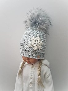 Detské čiapky - Zimná čiapka BIELA VLOČKA - 15221307_