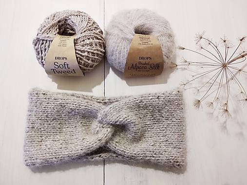 Čiapky, čelenky, klobúky - Čelenka - alpaka, merino, hodváb - 15221619_