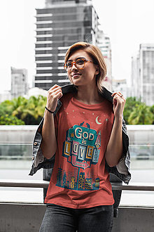 Topy, tričká, tielka - Kresťanské tričko GOD IS LOVE (Koralová) - 15224042_