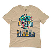 Topy, tričká, tielka - Kresťanské tričko GOD IS LOVE (Piesková) - 15224046_