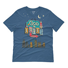 Topy, tričká, tielka - Kresťanské tričko GOD IS LOVE (Denim) - 15224047_