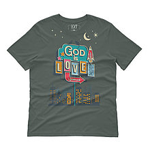 Topy, tričká, tielka - Kresťanské tričko GOD IS LOVE (Tmavá bridlica) - 15224048_