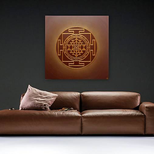 OCHRANNÁ MANDALA SRI YANTRA - Božská harmónia (brown) 60 x 60