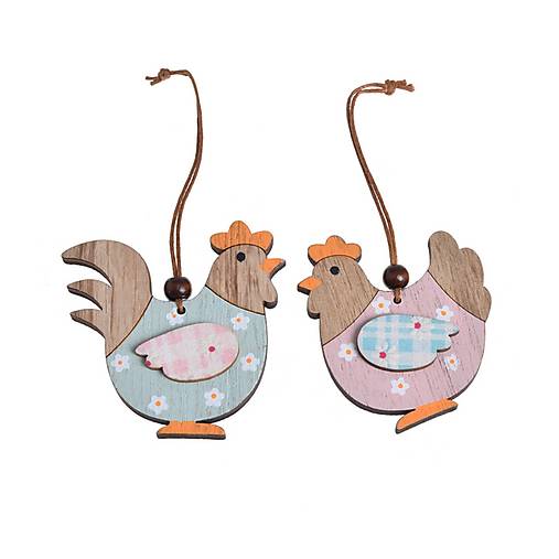 Polotovary - Drevený výrez 2 ks kohútik a sliepočka CAN001DS - 15225486_