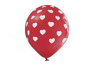 Polotovary - Nafukovacie balóniky srdce 6 ks (biela - červená) - 15226350_