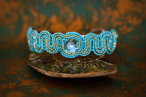 Náušnice - Soutache tyrkysový náramok - 15227581_