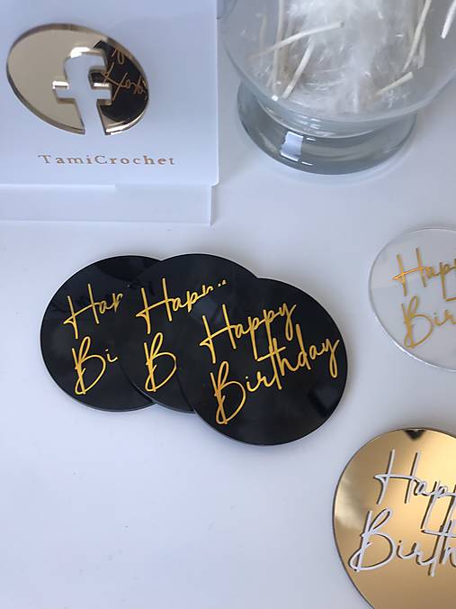 Dekorácie - Cupcake krúžky - Happy Birthday - 15227142_