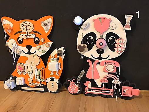 Hračky - Activity board drevena hracka PANDA (variant 1 ruzovy) - 15227875_