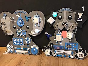 Hračky - Activity board montessori drevená hračka PES pre chlapčeka (variant 1 modre komponenty) - 15227635_