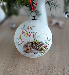 Dekorácie - vianočná guľa ježko v zime - 15227233_