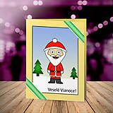 Papiernictvo - Vianočná pohľadnica detské kostýmy - Santa Claus (zimná krajinka) - 15228636_