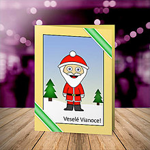 Papiernictvo - Vianočná pohľadnica detské kostýmy - Santa Claus (zimná krajinka) - 15228636_