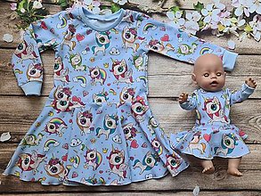 Detské oblečenie - Šaty točivé aj pre BB - jednorožec s dúhou - 15230097_
