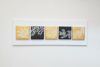 Obrazy - Listy, akryl, 20 x 60 cm - 14835362_