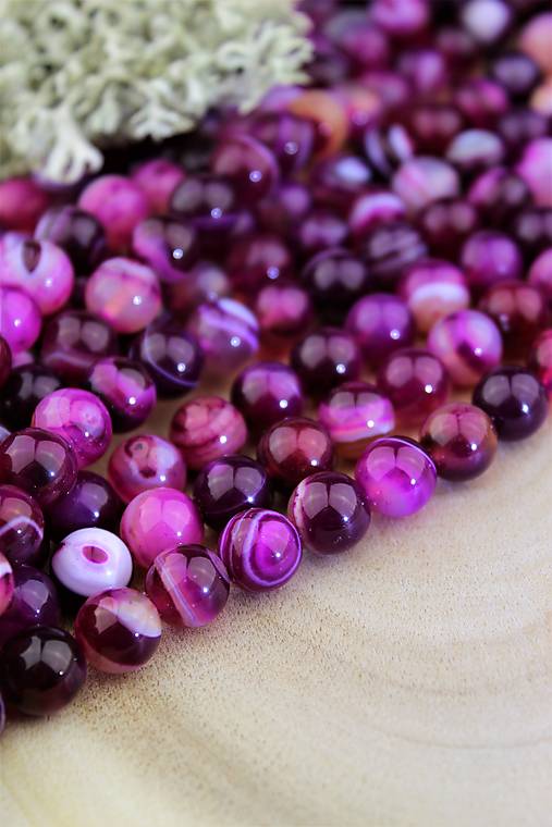  - achát fuchsia korálky 10mm-celá šnúra - 15230245_