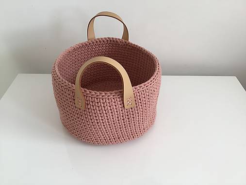 Úložné priestory & Organizácia - Výpredaj košíkov (Blush s koženými rúčkami 26x17 cm) - 15231043_