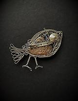 Brošne - Brošňa vtáčik s jaspisom - 15231175_