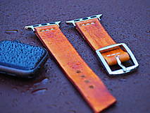 Náramky - Hndý kožený remienok pre apple hodinky série 7 6 5 4 3 2 1 SE - 15233793_