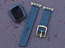 Náramky - Čierny kožený remienok pre apple hodinky série 7 6 5 4 3 2 1 SE - 15233798_