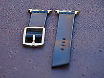 Náramky - Čierny kožený remienok pre apple hodinky série 7 6 5 4 3 2 1 SE - 15233799_