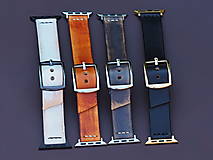 Náramky - Čierny kožený remienok pre apple hodinky série 7 6 5 4 3 2 1 SE - 15233828_
