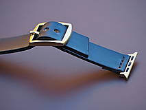 Náramky - Čierny kožený remienok pre apple hodinky série 7 6 5 4 3 2 1 SE - 15233830_