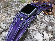 Náramky - Kožený remienok pre apple hodinky fialový - 15233843_