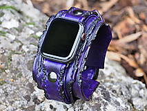 Náramky - Kožený remienok pre apple hodinky fialový - 15233844_